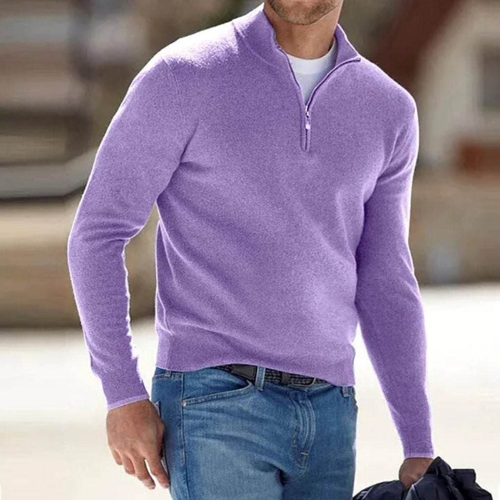 Polyester Knit Sweater for Men - Lavender