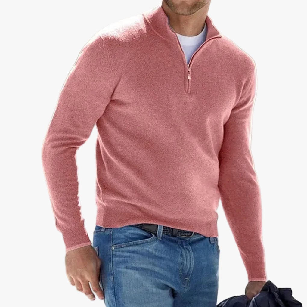 Polyester Knit Sweater for Men - Pink