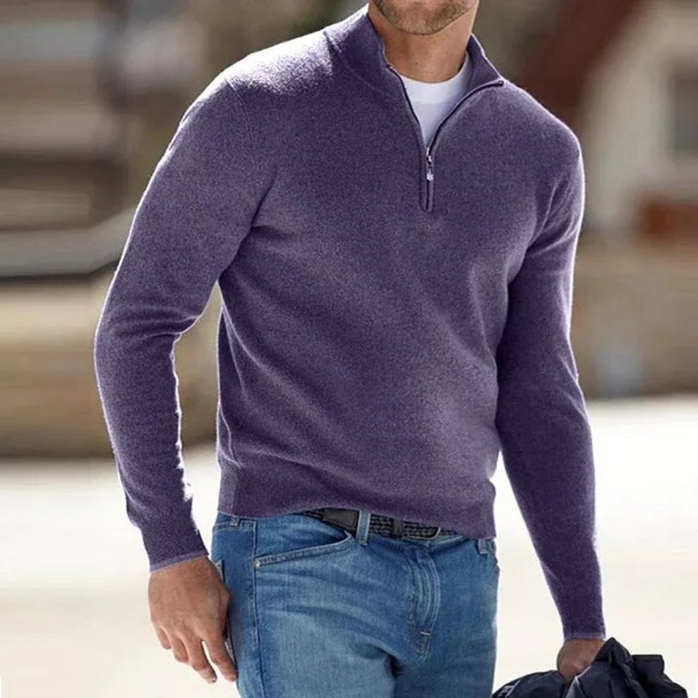 Polyester Knit Sweater for Men - Purple