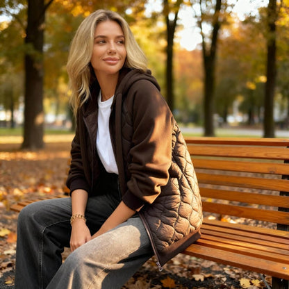 Quilted Hoodie Jacket - Chestnut Brown