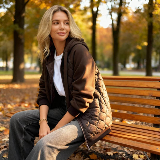 Quilted Hoodie Jacket - Chestnut Brown