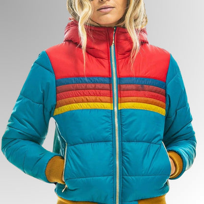 Quilted Puffer-Style Jacket for Women - Light Blue