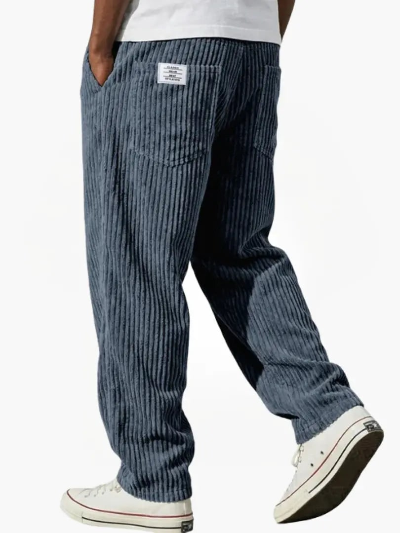 Relaxed Fit Corduroy Trousers for Men - Blue