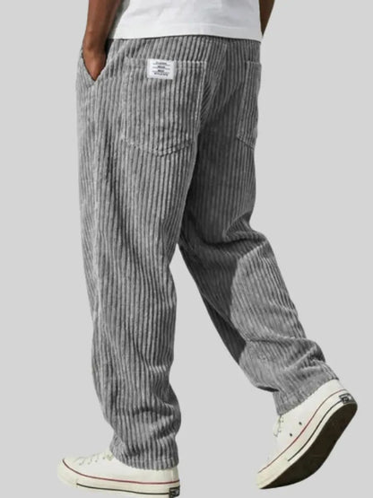 Relaxed Fit Corduroy Trousers for Men - Gray