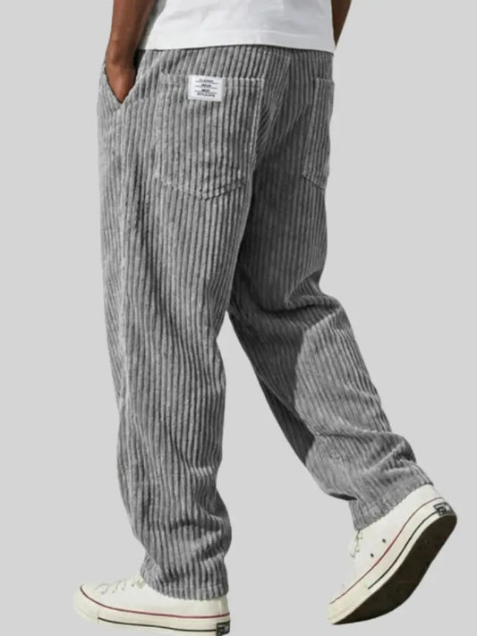 Relaxed Fit Corduroy Trousers for Men - Gray