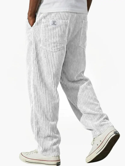 Relaxed Fit Corduroy Trousers for Men - White