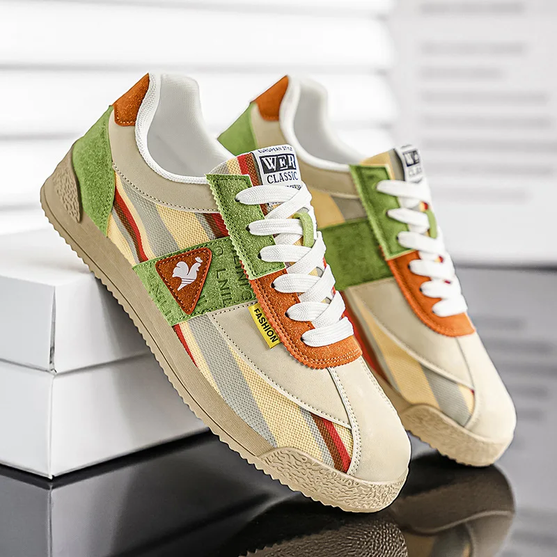 Retro Sneakers for Men - Green Orange