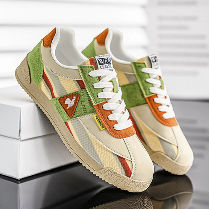 Retro Sneakers for Men - Green Orange