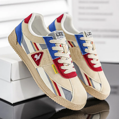 Retro Sneakers for Men - White Blue Red