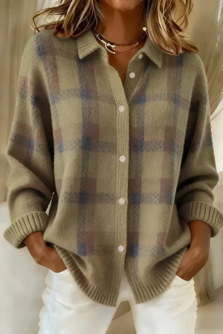 Ribbed Oversized Cardigan for Women - Brown
