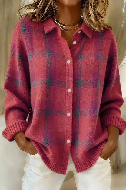Ribbed Oversized Cardigan for Women - Pink