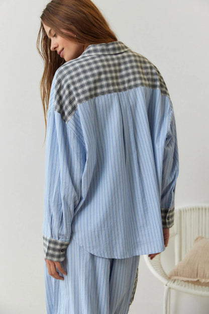 Striped Plaid Pajama Set for Women