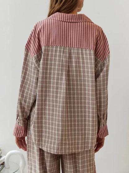 Striped Plaid Pajama Set for Women
