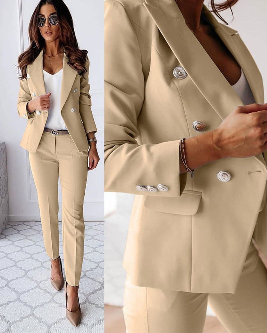 Two-piece Slim-fit Set for Women - Beige