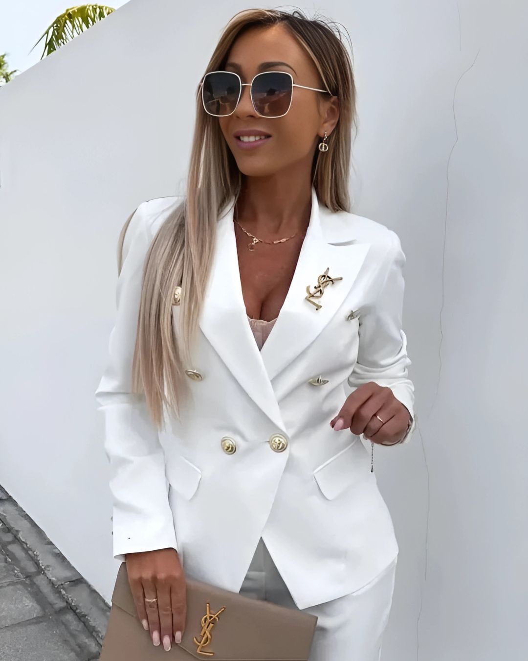 Two-piece Slim-fit Set for Women - White