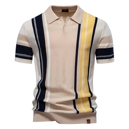 Varenna Contrast Knit Polo - Beige