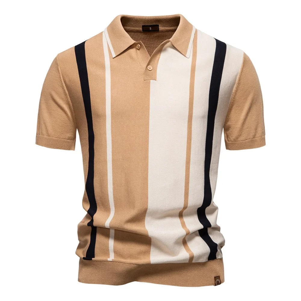 Varenna Contrast Knit Polo - Brown