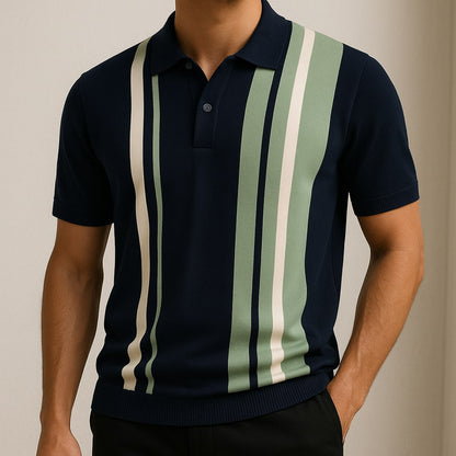 Varenna Contrast Knit Polo - Navy