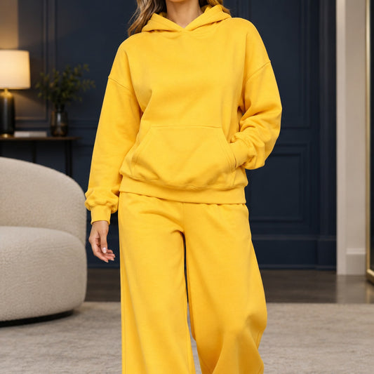 Wide-Leg Lounge Set for Women - Yellow