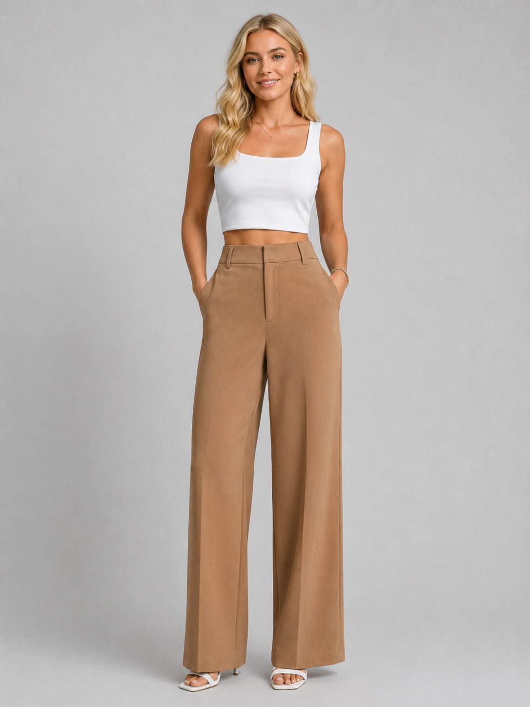 Women's High Waisted Wide Leg Trousers – Tailored Everyday Style
