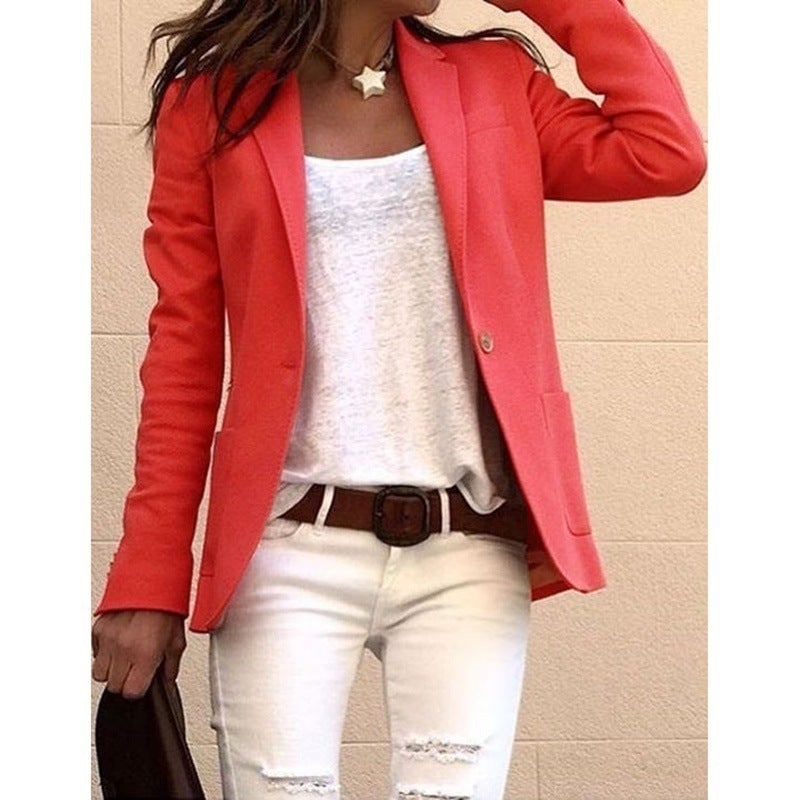 Women's Woven Blazer - Orange