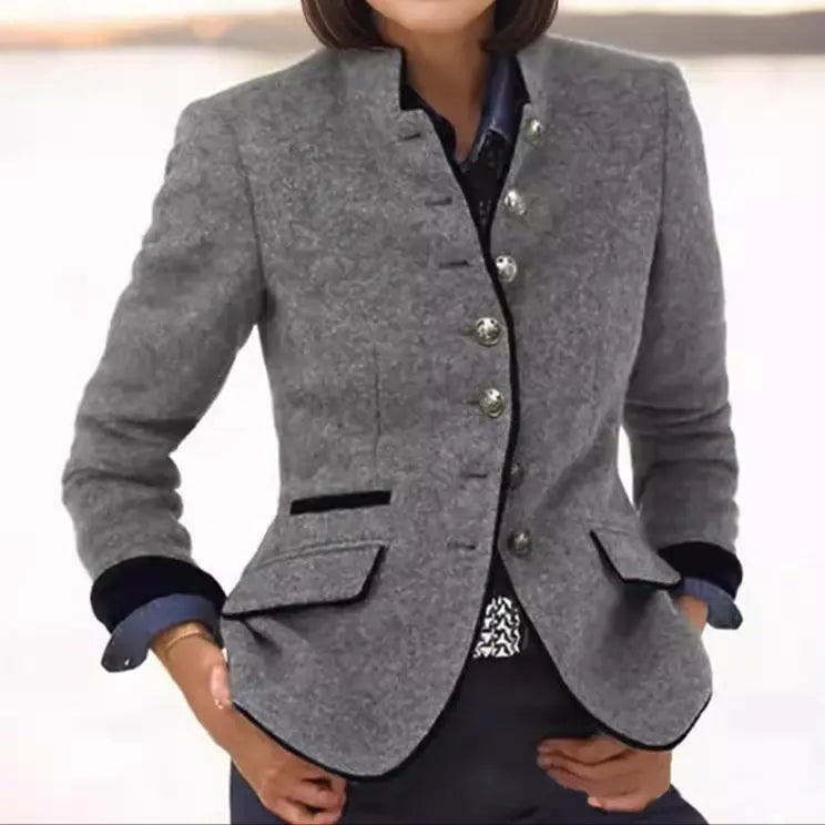 Wool Blazer for Women - Gray