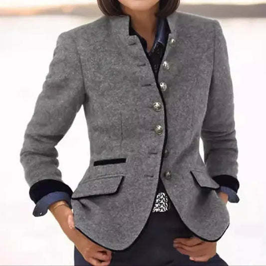 Wool Blazer for Women - Gray