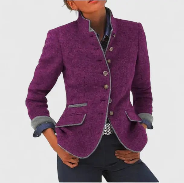 Wool Blazer for Women - Purple