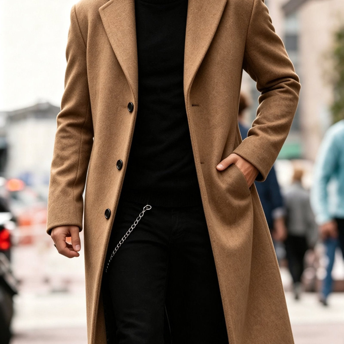 Wool-Blend Trench Coat for Men