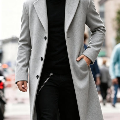 Wool-Blend Trench Coat for Men