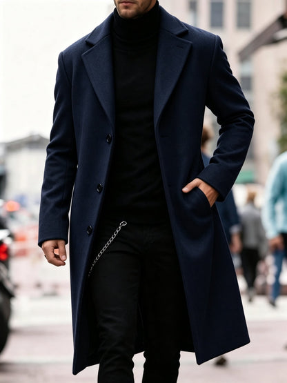 Wool-Blend Trench Coat for Men