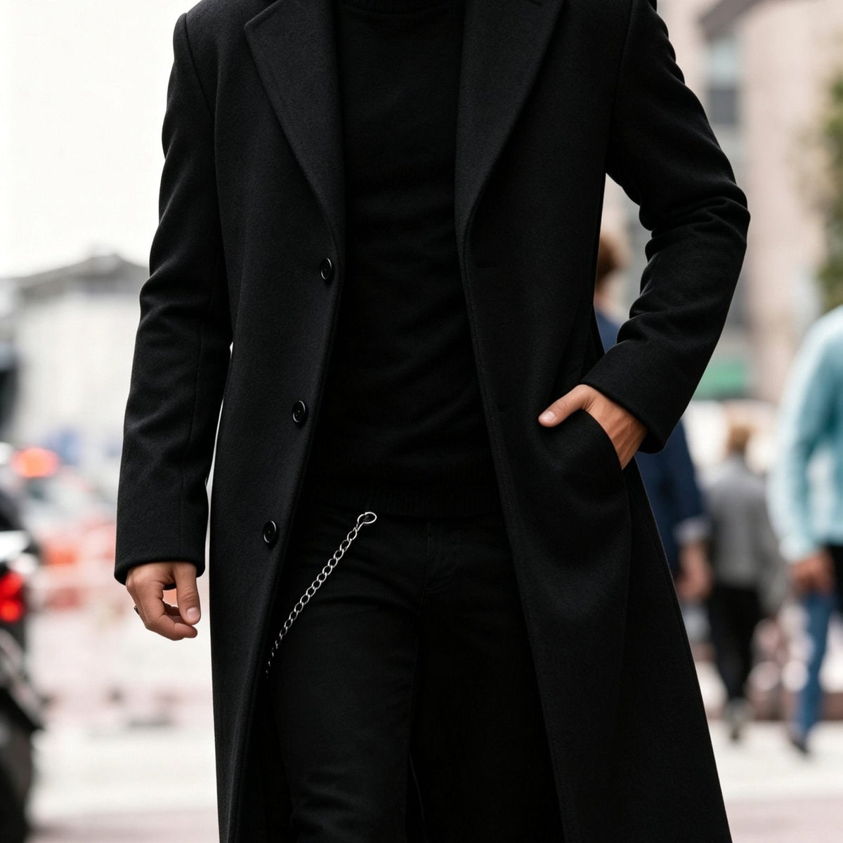 Wool-Blend Trench Coat for Men