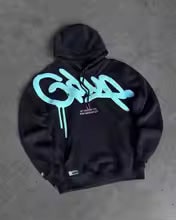Y2K Harajuku Oversized Letter Hoodie for Men - Black Blue