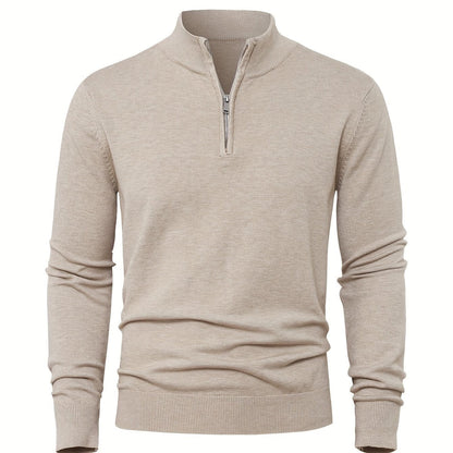 Zip-Up Longline Heritage Sweater - Kaki