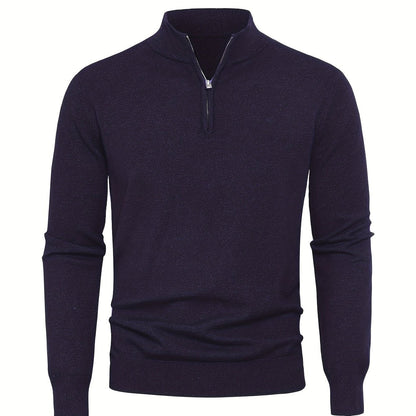 Zip-Up Longline Heritage Sweater - Marine