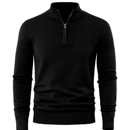 Zip-Up Longline Heritage Sweater - Noir