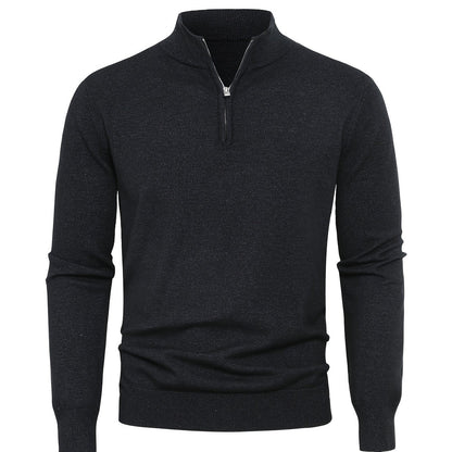 Zip-Up Longline Heritage Sweater - Noir gris