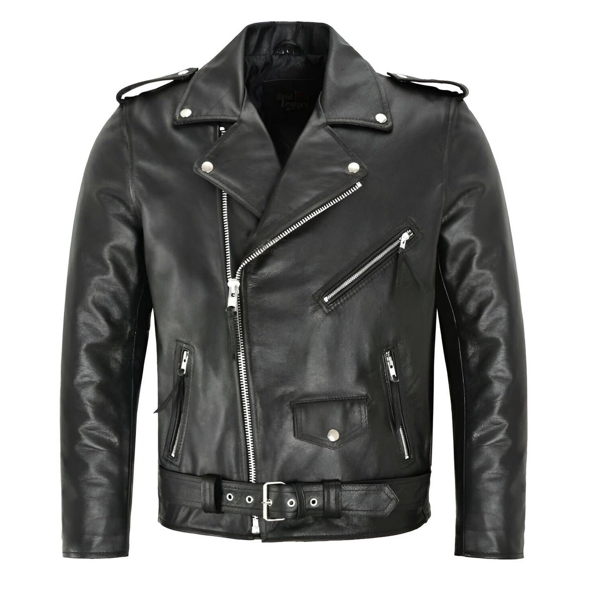 Zip-Up Timeless Leather Jacket - Black